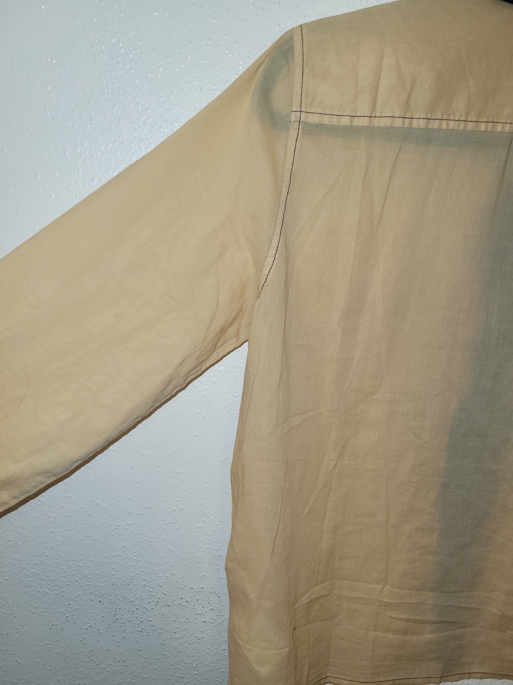 J.Crew Dip-Dye Camp Shirt Soft Buff Multi Tan Navy Button Front Blouse Size 2 NW - Picture 7 of 8
